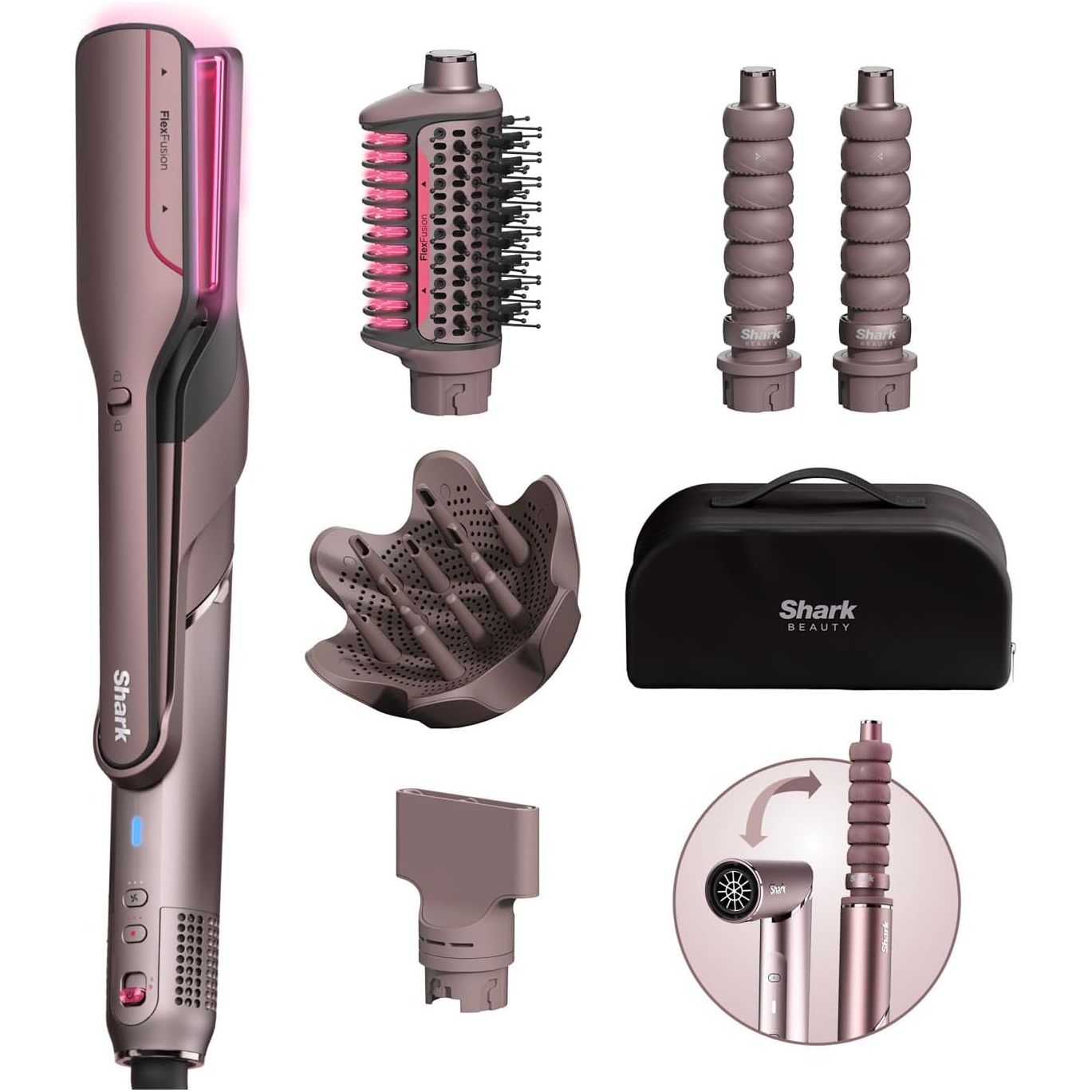 Buy Shark,Shark FlexFusion Multi-Styler (HD652SUK) – Hair Dryer & Ceramic Straightener with 5 Attachments, No Heat Damage, Scalp Shield & Storage Case – Cosmic Blush - Gadcet UK | UK | London | Scotland | Wales| Near Me | Cheap | Pay In 3 | Hair Styling Tools